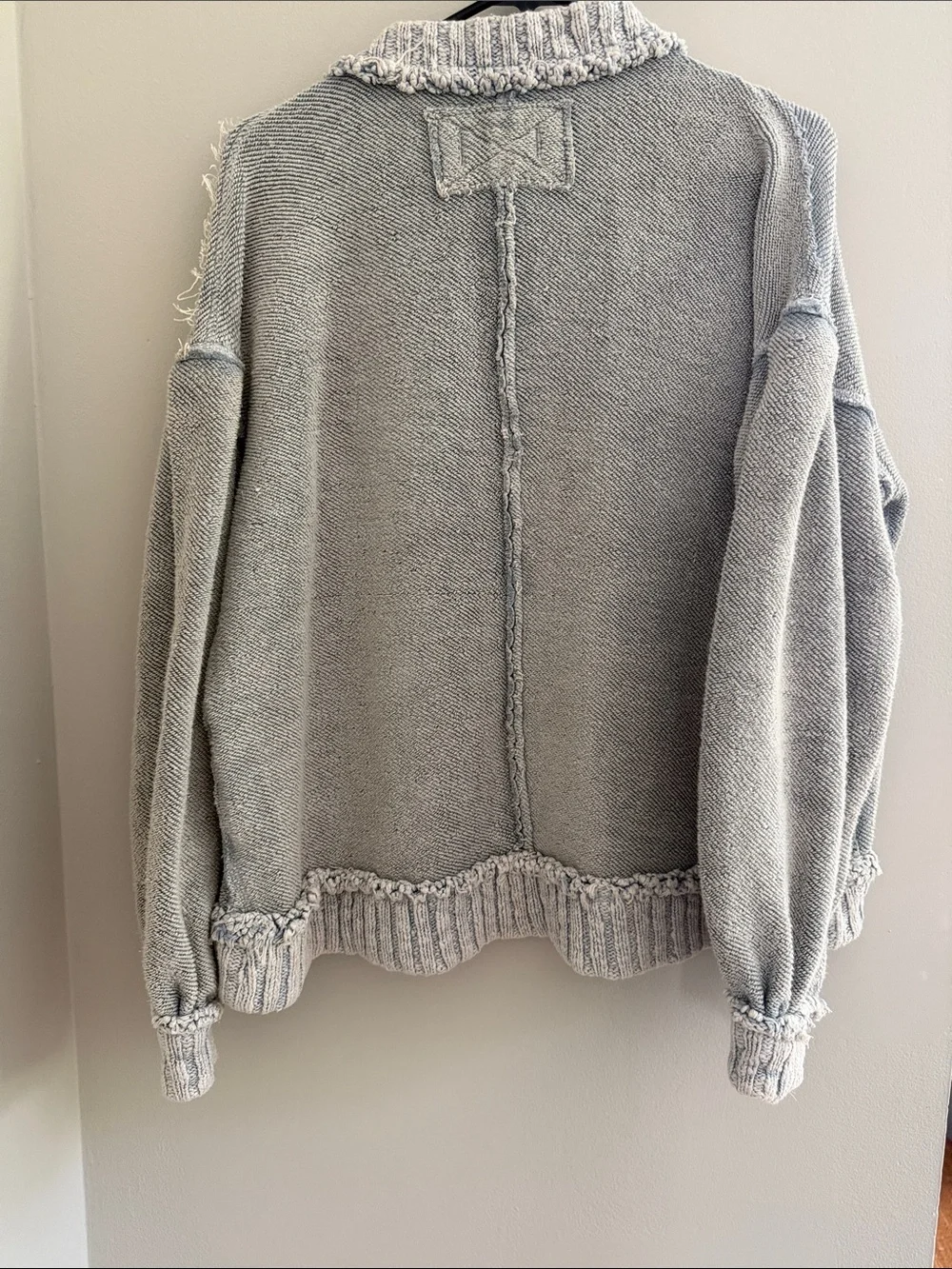 Free People Light Gray Denim-Trim Snap Jacket